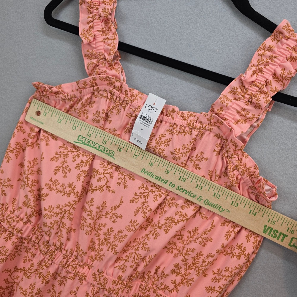 Ann Taylor LOFT Women's Salmon Floral Frill Strap Wide Leg Jumpsuit NEW sz Small - Picture 2 of 6